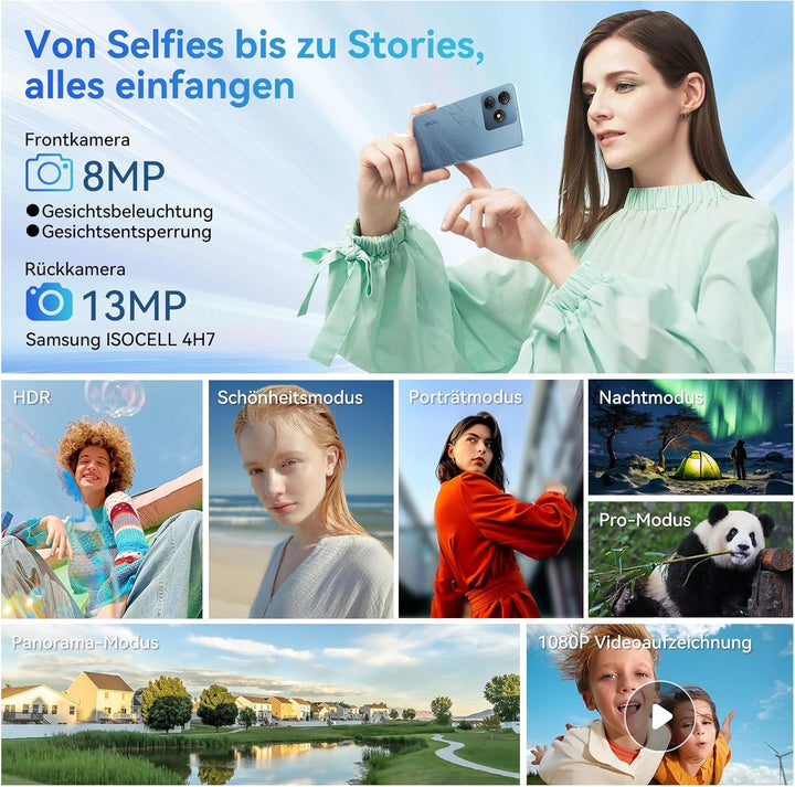 OSCAL Flat 2 Gemini AI Smartphone ohne Vertrag | Android 14, 12GB+256GB, 2TB TF | 90Hz 6.56'' HD+, O