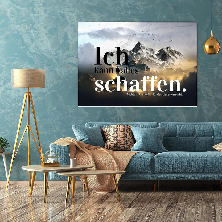 wandmotiv24 Poster als Wanddeko, Grösse Din A0, Ich kann Alles schaffen, Berge, Moderne Wanddeko, Wa