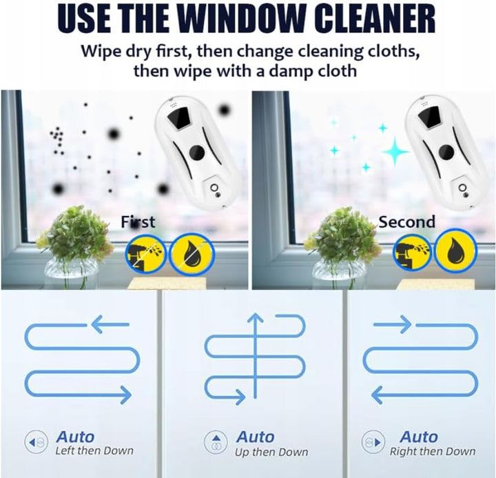 Hooha Fensterputzroboter Mit Automatischem Wasserstrahl 5600Pa, Fensterreinigungsroboter Elektrisch