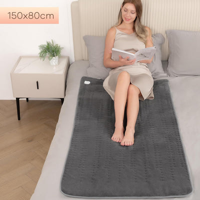 Elektrisches Wärmeunterbett 150x80cm Grey mit 10 Temperaturstufen, Abschaltautomatik & Überhitzungss