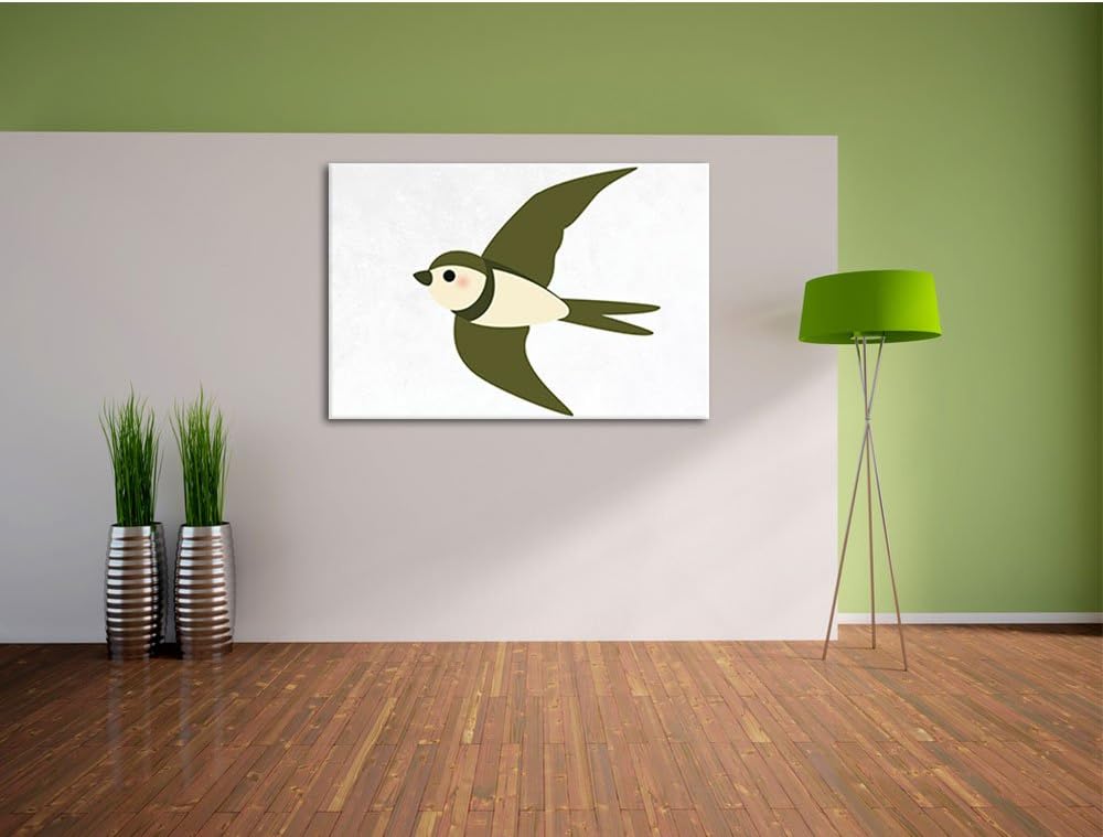 Fliegende Schwalbe weiss, Format: 100x70 auf Leinwand, XXL riesige Bilder fertig gerahmt mit Keilrah