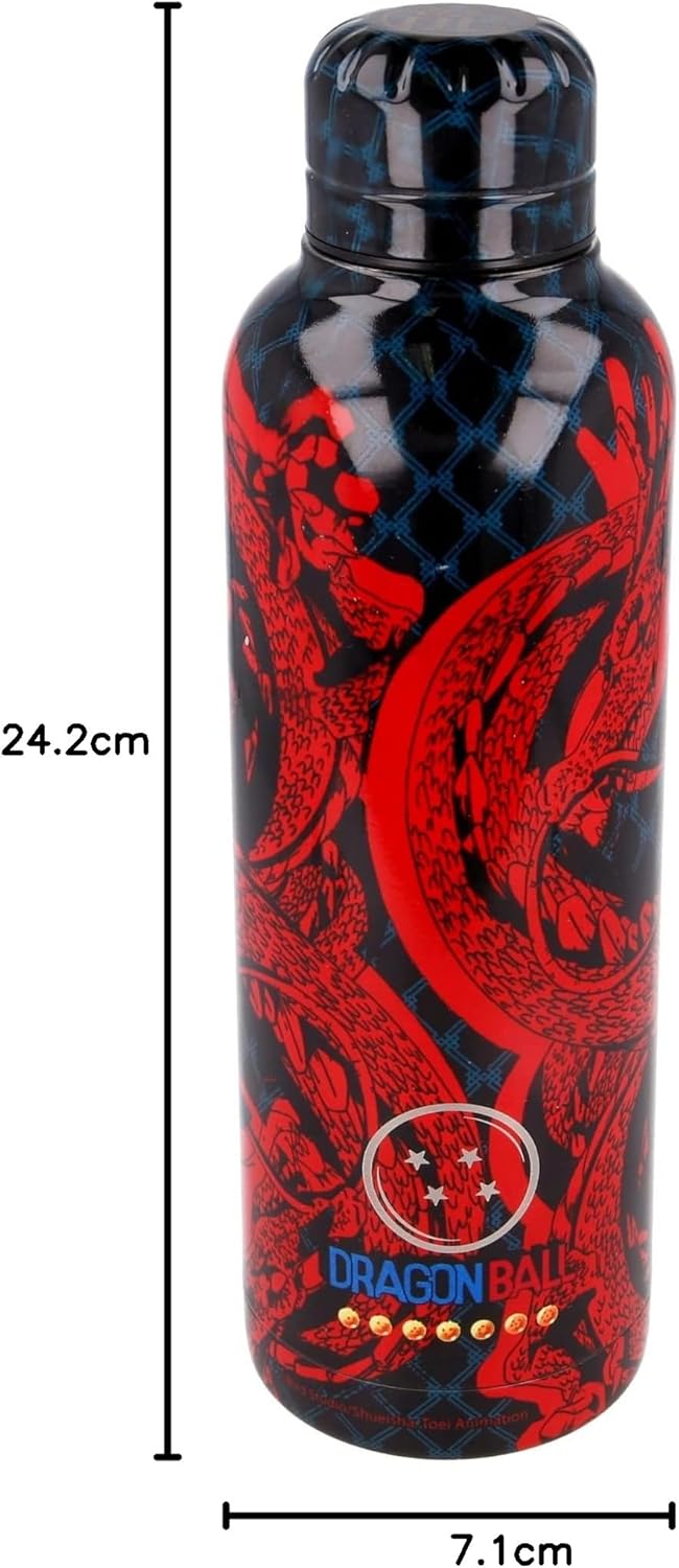 Stor THERMOSFLASCHE AUS Edelstahl 515 ML | Dragon Ball Bottiglia, Stainless Steel, Schwarz, Mediano