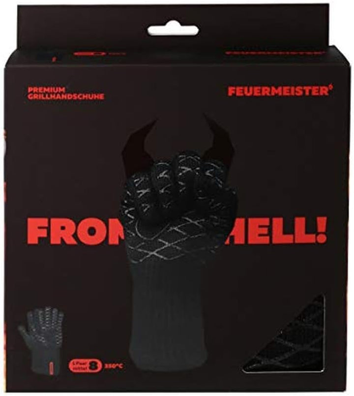 Grill-Handschuhe „Premium BBQ“ aus Aramid/Nomex, Schwarz/Rot, 2er-Set, Grösse 10 Schwarz M, Schwarz