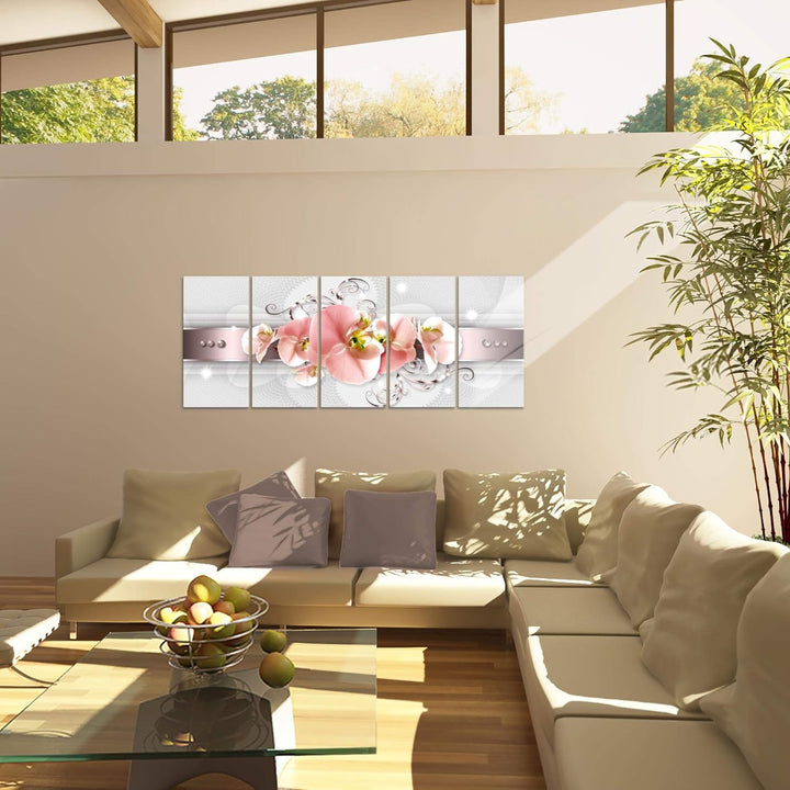 Runa Art Bild Blumen Orchidee Wandbilder auf Vlies Leinwand 5 Teilig Wanddekoration Wohnzimmer Schla