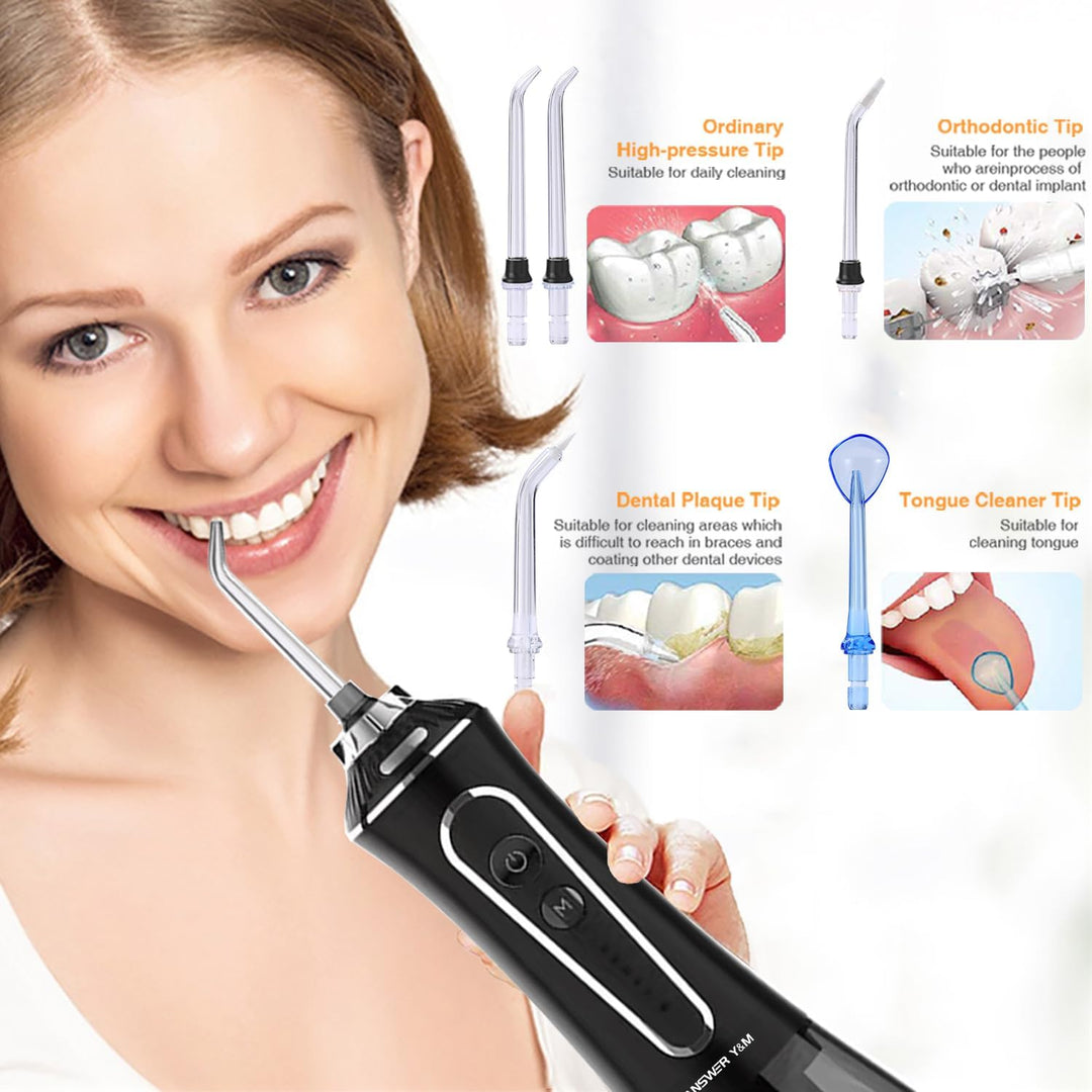 Munddusche Testsieger 2023, 300ML Munddusche Kabellos, IPX7 Water Flosser Home & Travel for Braces a