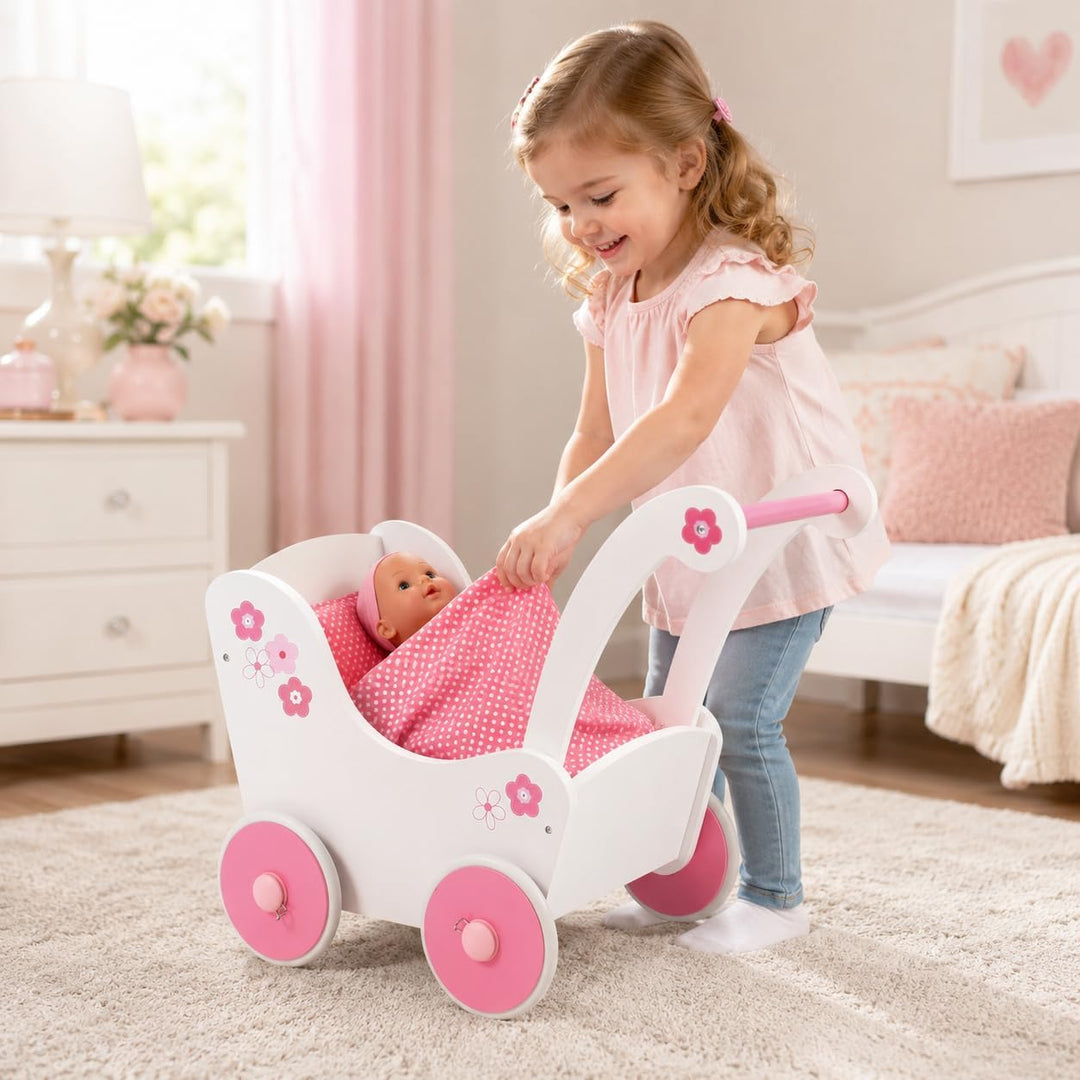 Bayer Chic 2000 425 99 - Holz-Puppenwagen Fiori, 55 x 31 x 45 cm, Fiori