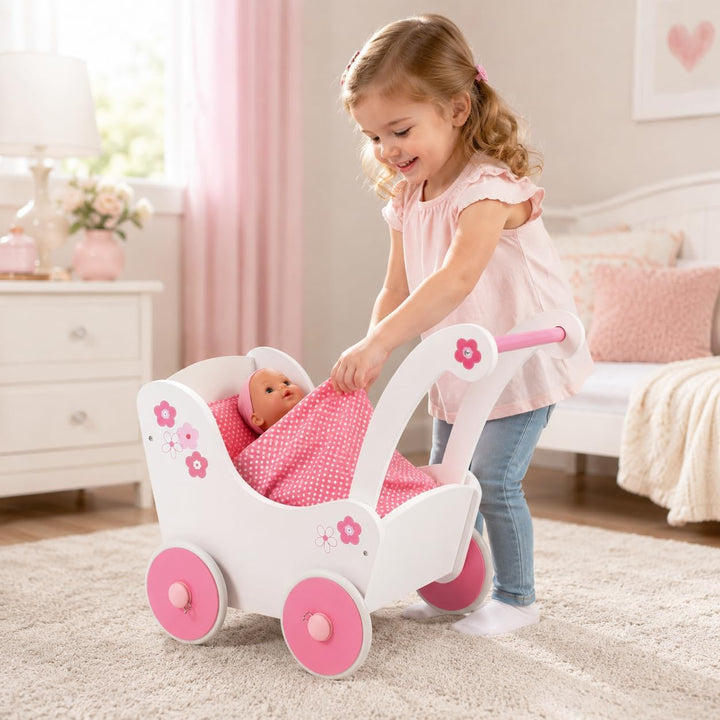 Bayer Chic 2000 425 99 - Holz-Puppenwagen Fiori, 55 x 31 x 45 cm, Fiori