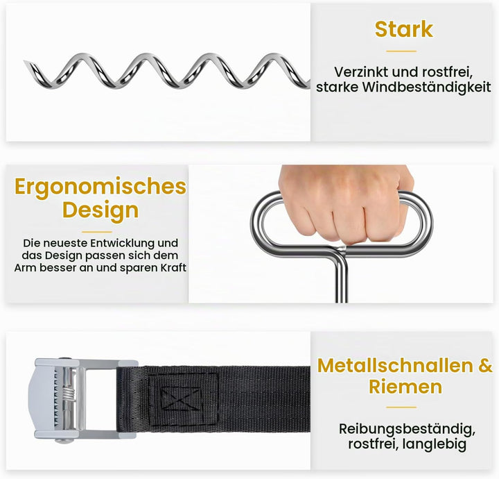 Bodenanker für Trampolin, Erdanker, 8 pcs mit Adjustable Strap, für Trampolin, Schaukel, Pavillon 8