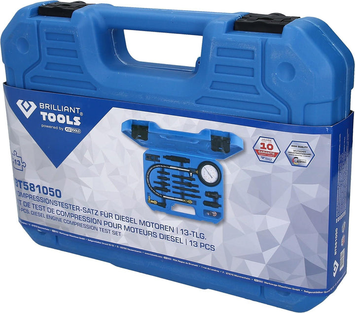 BRILLIANT TOOLS BT581050 Kompressionstester-Satz für Diesel Motoren, 13-tlg [Powered by KS TOOLS] |