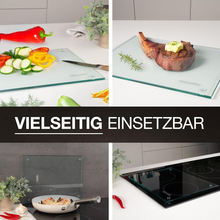 Moritz & Moritz Glasschneidebrett 40x30 cm - Kratzfestes & hygienisches Schneidebrett aus Sicherheit