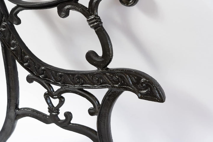 SEZAM Bankfüsse aus Gusseisen Schwarz x 2 Stück, mit Rückenlehne &amp; Armstütze - 56,5 x 38 x 77,5 cm,