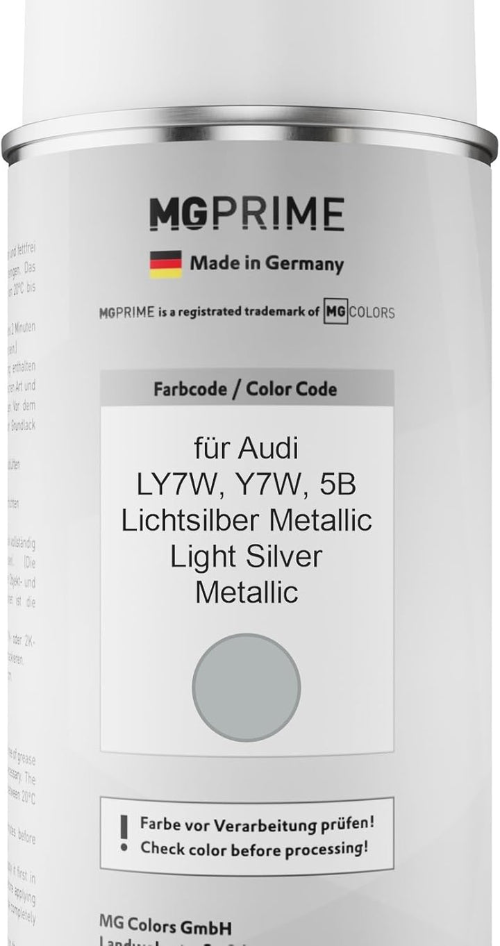 MG PRIME Autolack 2K Spraydosen Set für Audi LY7W / Y7W / 5B Lichtsilber Metallic/Light Silver Metal
