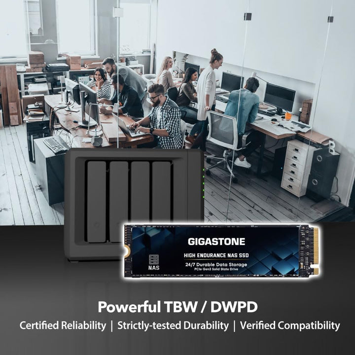 Gigastone SSD 2 TB M.2 NAS SSD 24/7 High Endurance Cache für Network Attached Storage Business Data