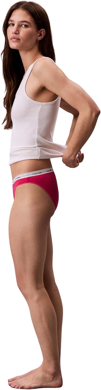 Calvin Klein Damen Bikinihose mit Logobund M Pink (Vibrant Pink), M Pink (Vibrant Pink)