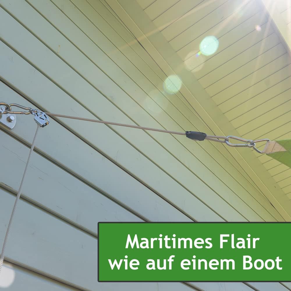 Pina DESIGN seit 1979 - Sonnensegel Seilzug Set - wandseitig, für Wandhalter/Profi Spannsystem zum S