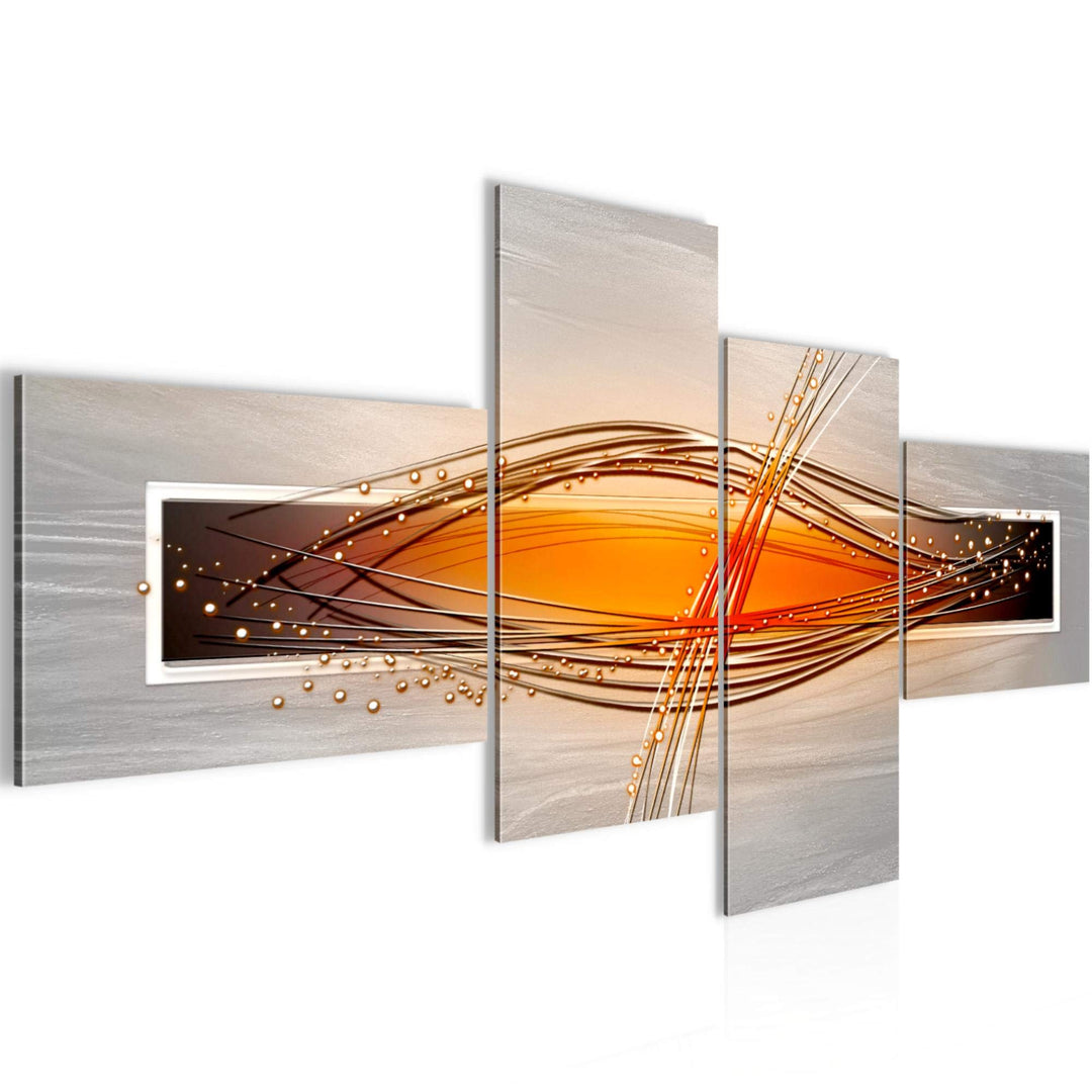 Runa Art Bild Modern Abstrakt - Made in Germany - Wandbilder Grau Orange Weiss 4 Teilig 103342c 100