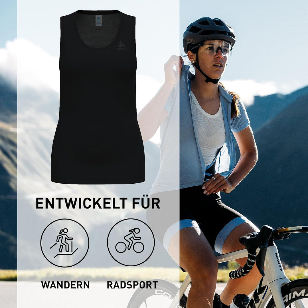 ODLO Unterhemd Damen Kurzarm Active F-Dry Light I Funktionsshirt I Funktionsunterwäsche XS Schwarz,