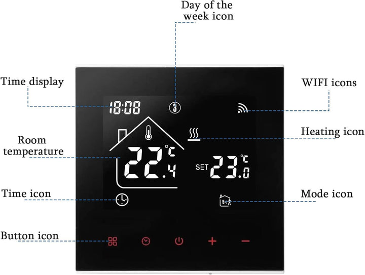 Smart WiFi Thermostat Kesselheizung Fussodenheizung, WiFi Heizungsthermostat LED Display Touchscreen