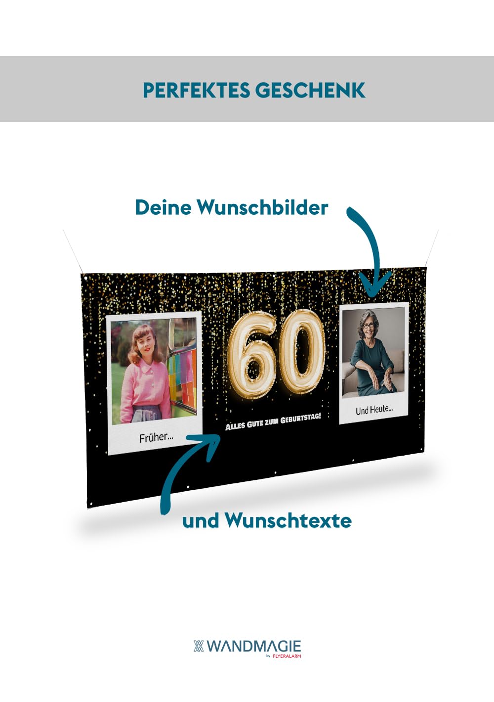 Banner zum 40. Geburtstag selbst gestalten (50cm x 150cm) Personalisierter Geburtstagsbanner für Man