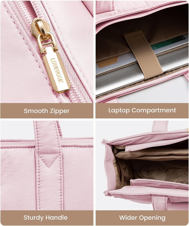 LOVEVOOK Handtasche Damen Gross, Puffer Laptoptasche 15,6 Zoll Shopper Tasche Arbeitstasche Aktentas