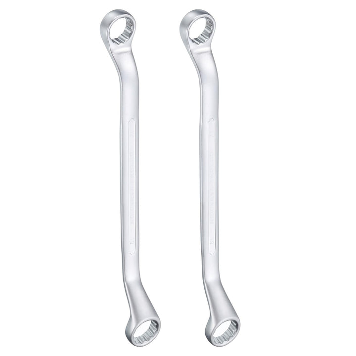 QUARKZMAN 2 Stück 45 Grad Offset Doppel-Ringschlüssel 17 mm x 19 mm, 12-Punkt-Metrischer CR-V-Doppel