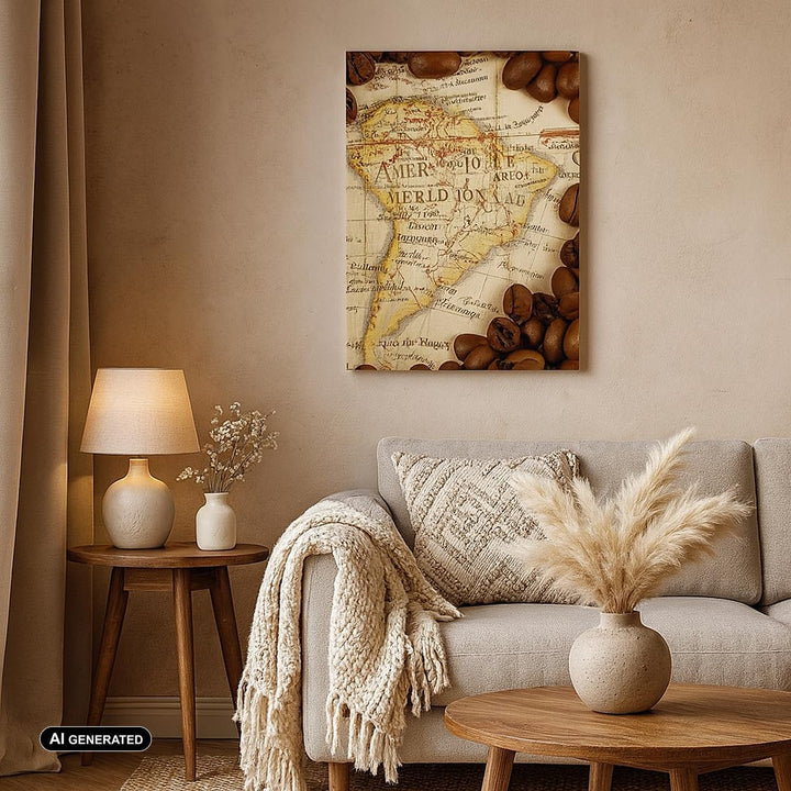 Bilder auf Leinwand Südamerika Samen Kaffee Leinwandbild mit Rahmen 45x80cm Wandbilder Dekoration Wo