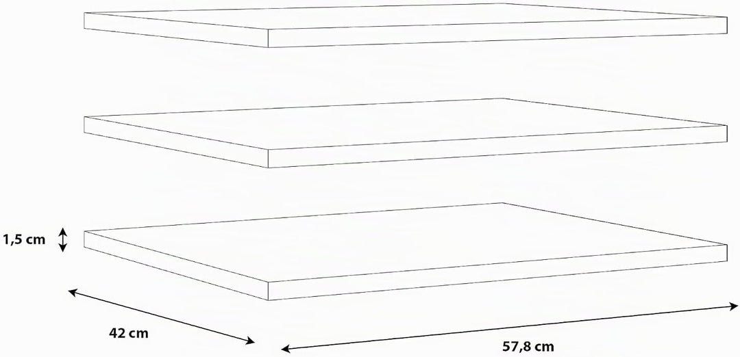 FORTE 3-er Einlegebödenset, Holzwerkstoff, Grau, 57.7 x 42 x 1.5 cm Grau 57.7 x 42 x 1.5 cm, Grau 57