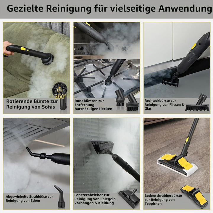 SOARS Dampfreiniger mit 13 Zubehör, Dampfdruck: 5 bar, Max. 160 ℃, Aufheizzeit: 8 min., Leistung: 20