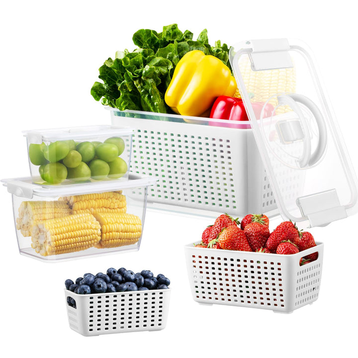 Luxear Frischhaltedosen für Gemüse Obst Aufbewahrung Kühlschrank, 3Set (4L+1,7L+0,5L) BPA Frei Frisc