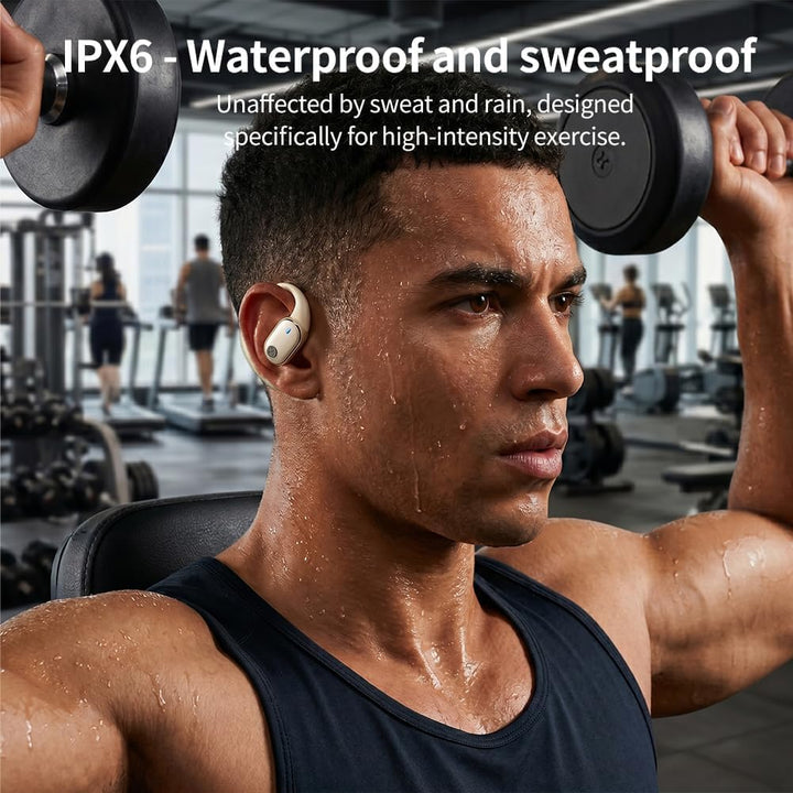Open-Ear Bluetooth Kopfhörer, Bluetooth 6.0 Wireless Ohrhörer Sport mit LED-Anzeige, IPX6 Wasserdich