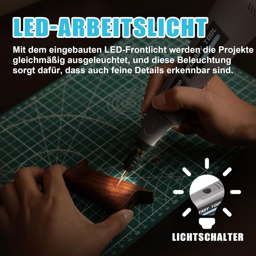 Rotationswerkzeug-Kit mit variabler Geschwindigkeit und 2.0-Universalfutter von 1/50'' bis 1/8'', ka