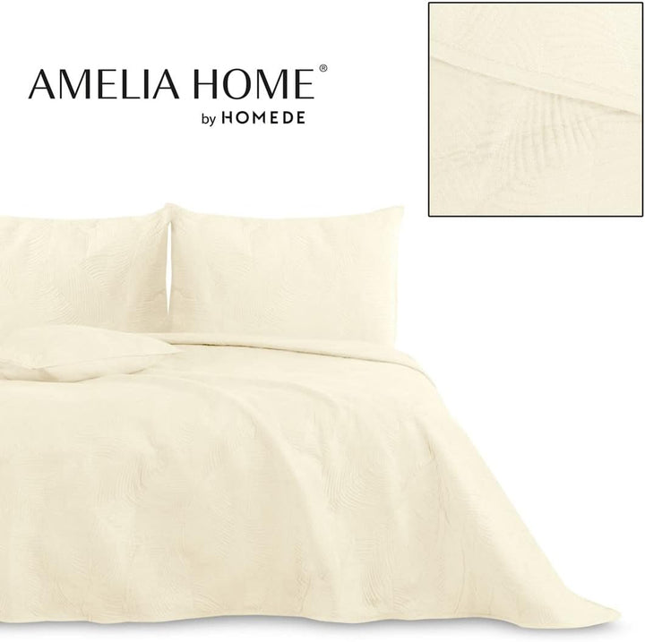 AmeliaHome Tagesdecke 170x210 cm gestrickt Velvet Samt Palsha Creme Palsha Creme 170x210 cm, Palsha