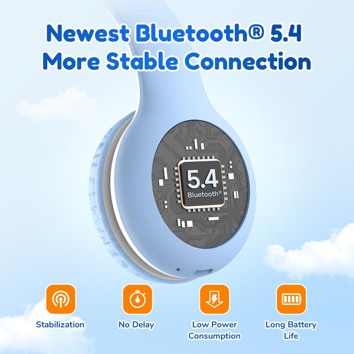 EarFun Bluetooth Kopfhörer Kinder, 74/85/94dB Lautstärkeregelung, HiFi Sound, HD-Mikrofon, 45 Std Ak