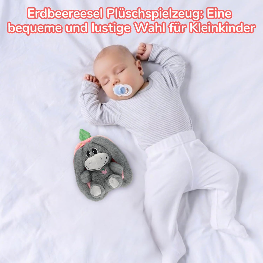 Atmendes Kuscheltier Esel - Schlummer Kuscheltier Erdbeeresel, Atmender Esel mit Musik und Atembeweg
