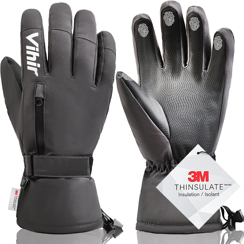 Vihir Skihandschuhe Herren & Damen Winterhandschuhe Thermo Handschuhe, Wasserdichte Touchscreen 3M T