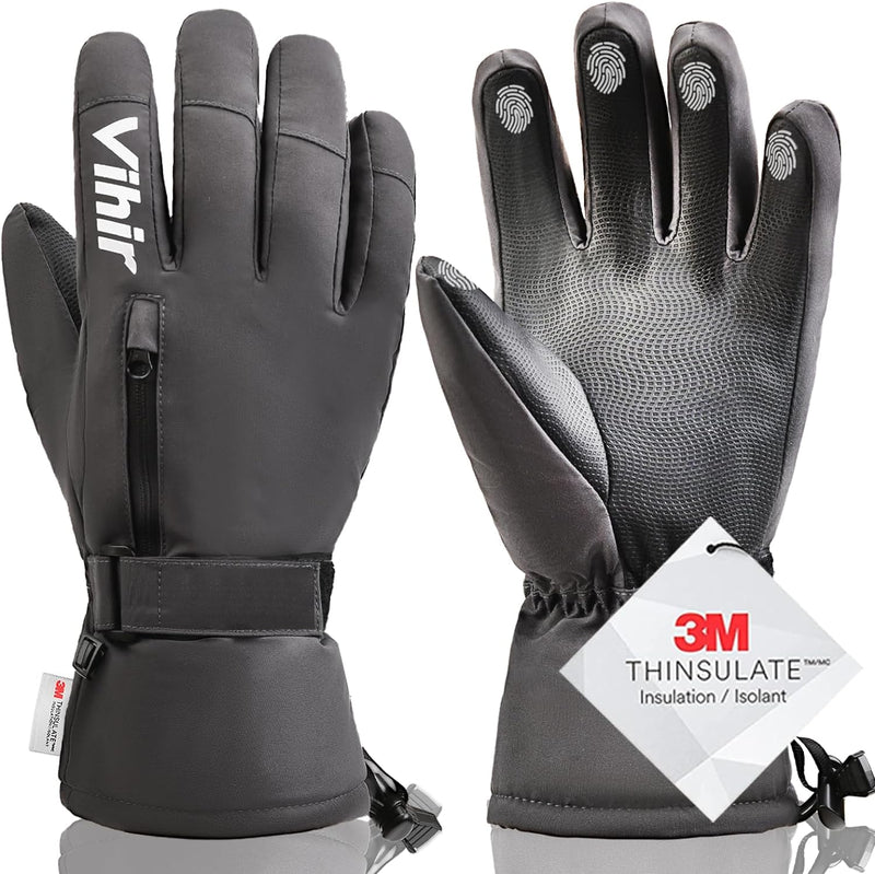 Vihir Skihandschuhe Herren & Damen Winterhandschuhe Thermo Handschuhe, Wasserdichte Touchscreen 3M T