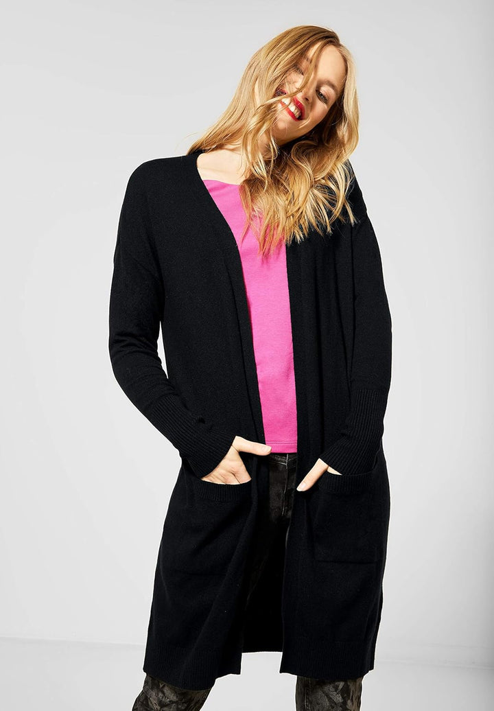 Street One Damen Langer, offener Cardigan Black 34