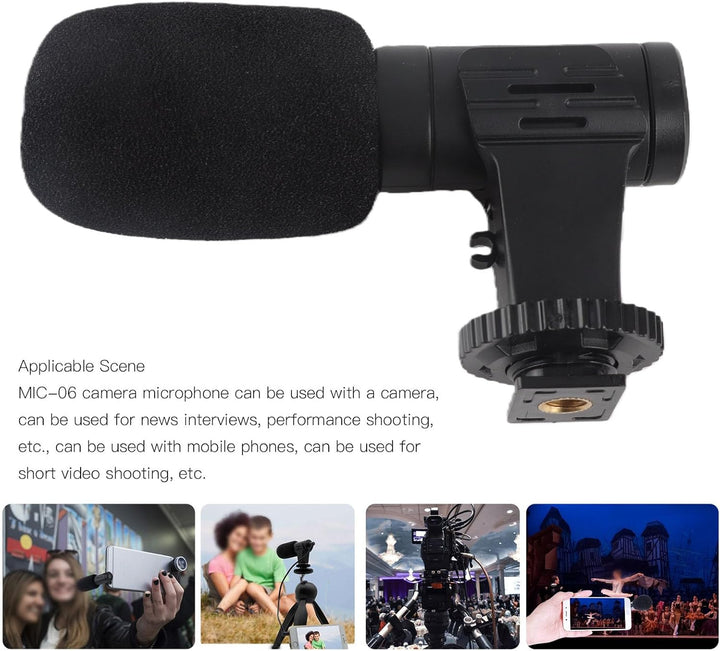 Goshyda On-Camera-Mikrofon, 3,5-mm-Universal-Videomikrofon, Rauschunterdrückungsmikrofon mit Winddic
