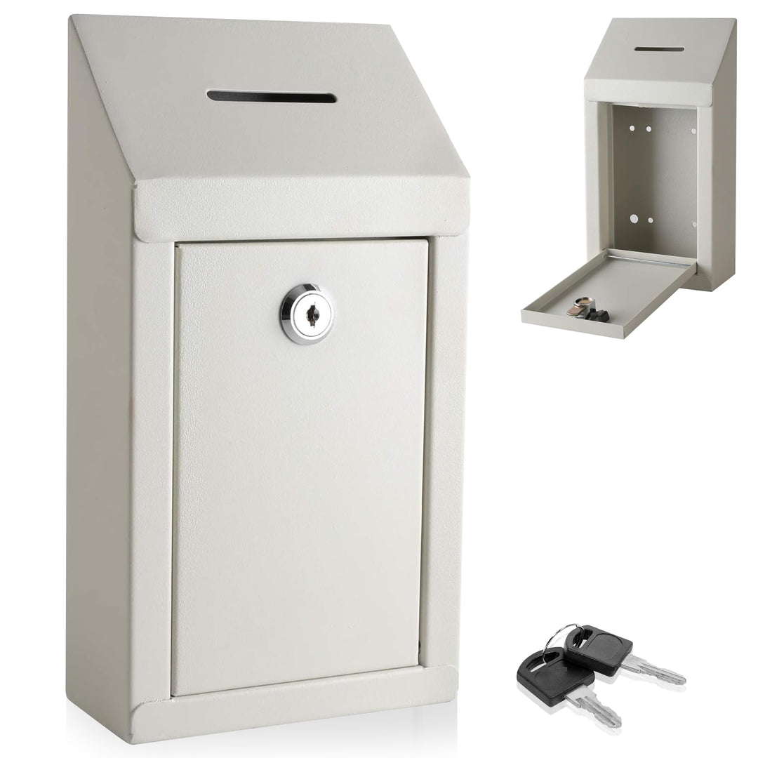 Metall-Spendenbox & Sammelbox Büro Vorschlagsbox Secure Box mit Top Coin Slot und Schloss inklusive