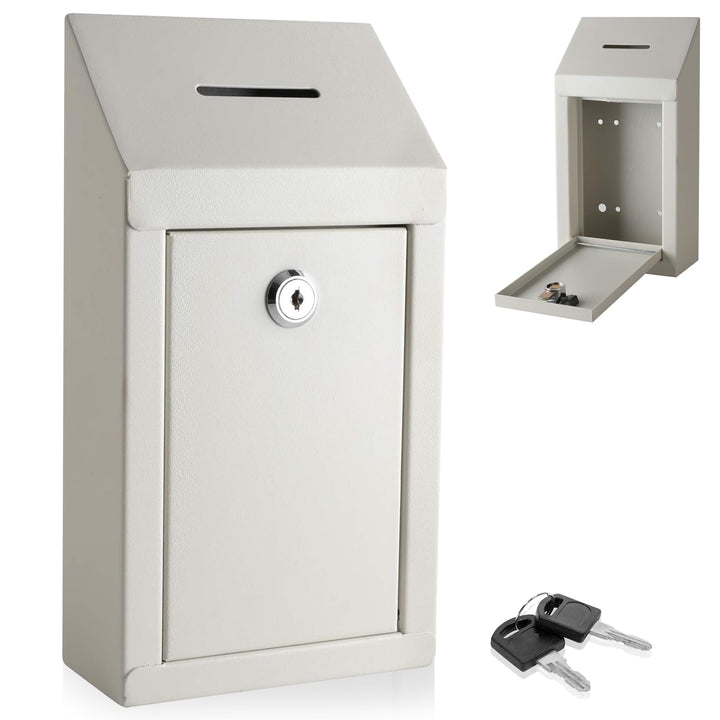 Metall-Spendenbox & Sammelbox Büro Vorschlagsbox Secure Box mit Top Coin Slot und Schloss inklusive