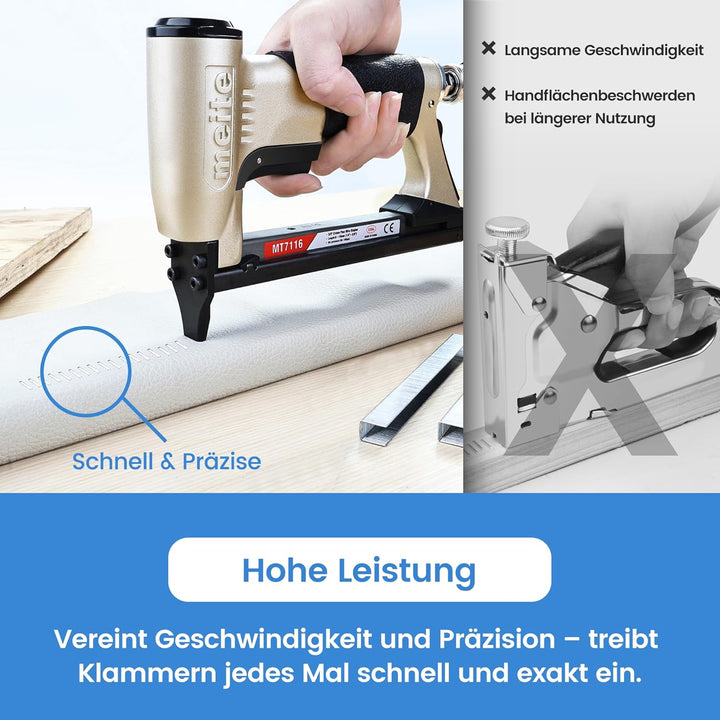 MT7116 Polsterheftgerät – 22 Gauge 71 Serie 3/8 Zoll Krone, 1/4 Zoll bis 5/8 Zoll Beinlänge Feindrah