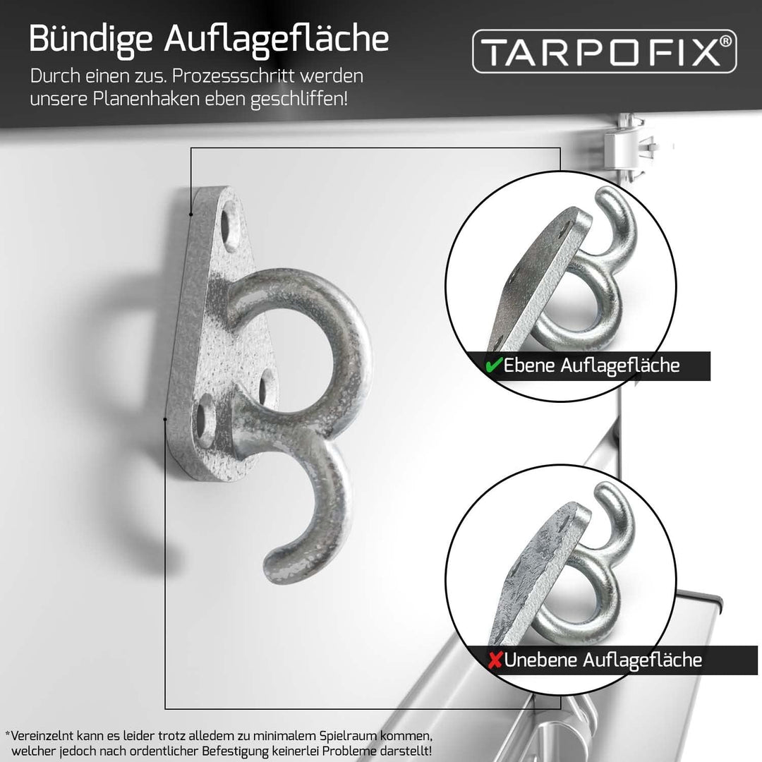 Tarpofix® Dreiloch Planenhaken Netzhaken inkl. Blindnieten für Anhänger Plane & Anhängernetz (10 Stk