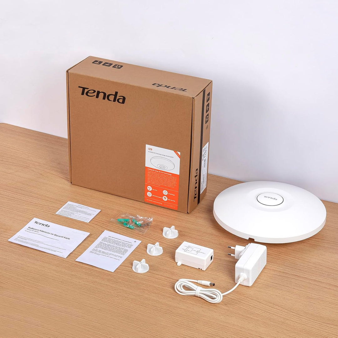 Tenda i29 AX3000 Access Point PoE WiFi 6 (802.11ax Dualband, MU-MIMO &amp; OFDMA, 2 Gigabit Ports, WPA3,
