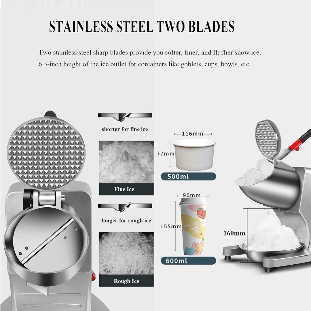 LEONEBEBE Elektrische Crushed-Ice-Maschinen für Haushalt und Gewerbe, verbesserter Eisauslass mit 16