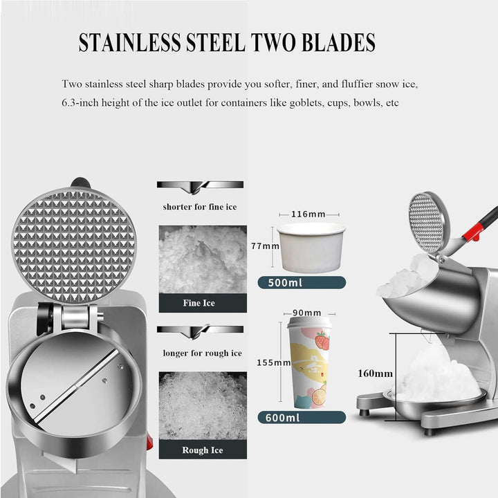 LEONEBEBE Elektrische Crushed-Ice-Maschinen für Haushalt und Gewerbe, verbesserter Eisauslass mit 16