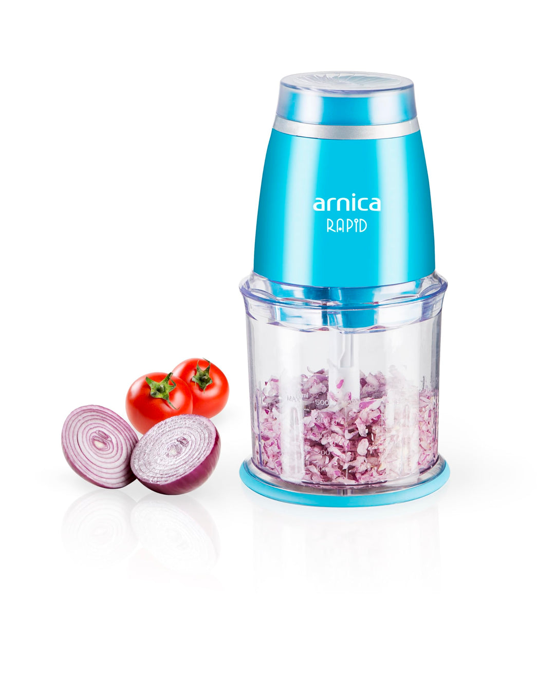 arnica Rapid Multi - Zerkleinerer - 500W mit Einhandbedienung - 1,1L Behälter - Vierfach Edelstahlme