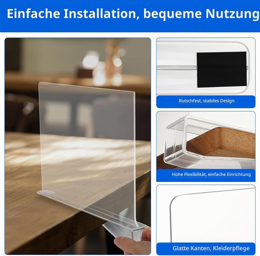 8 Stück Transparente Acryl-Regaltrenner - Multifunktionaler Shelf Divider, 30×20cm, Multifunktionale