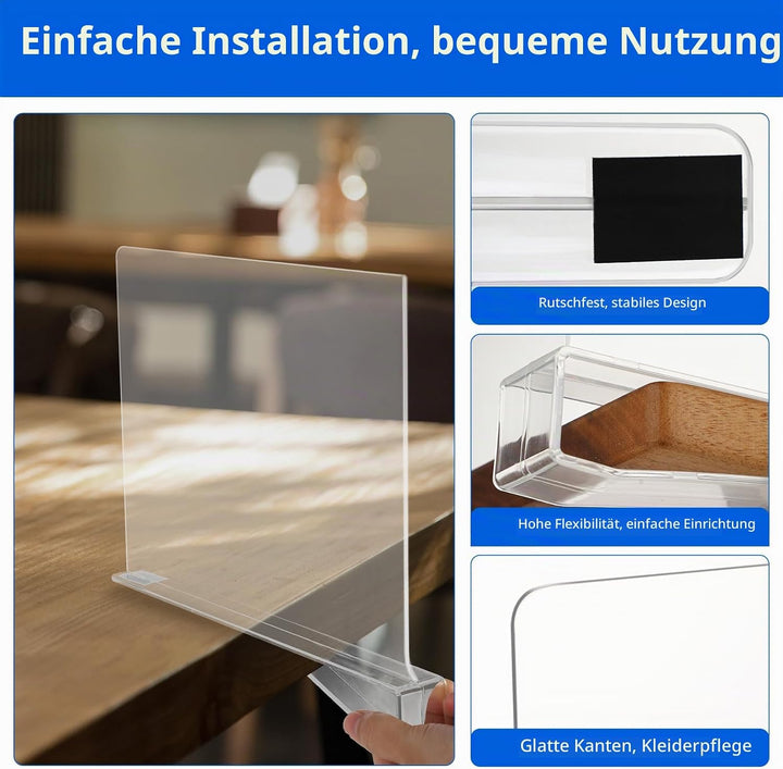 8 Stück Transparente Acryl-Regaltrenner - Multifunktionaler Shelf Divider, 30×20cm, Multifunktionale