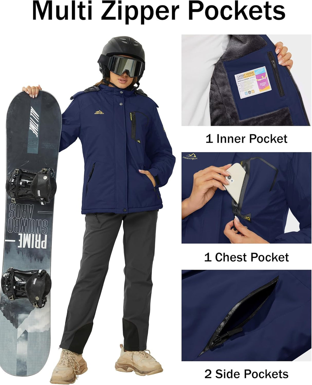 MAGCOMSEN Winterjacke Damen Skijacke mit Fleece Snowboardjacke Ski Jacken | Wasserabweisend &amp; Windsc