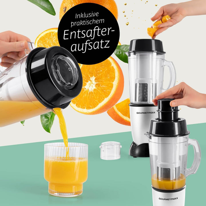 GOURMETmaxx Mr. Magic Power Pro Mixer 400 Watt | Smoothie Maker mit to go Deckel | Standmixer mit Mi